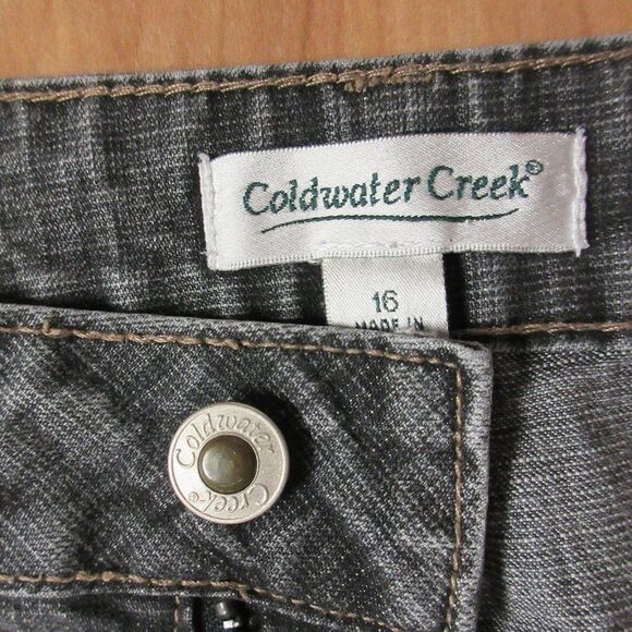 COLDWATER CREEK Natural Waist Bootcut Jeans Sz 16 Wide Leg Black Denim H17600 - Picture 8 of 16